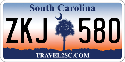 SC license plate ZKJ580