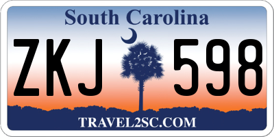 SC license plate ZKJ598