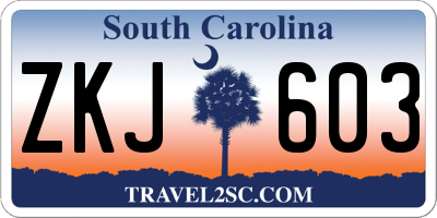 SC license plate ZKJ603