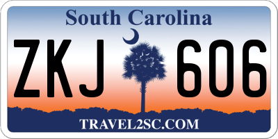 SC license plate ZKJ606