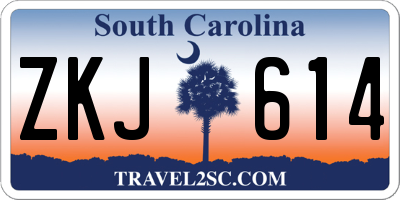 SC license plate ZKJ614
