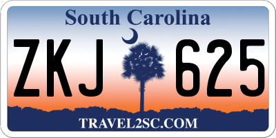 SC license plate ZKJ625