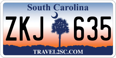 SC license plate ZKJ635