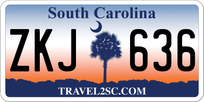 SC license plate ZKJ636