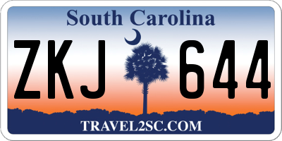 SC license plate ZKJ644