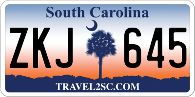 SC license plate ZKJ645