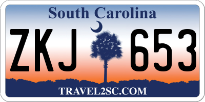 SC license plate ZKJ653