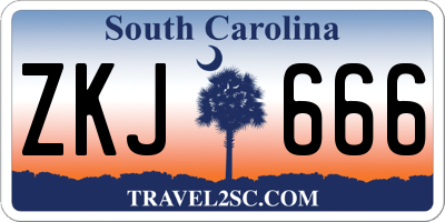 SC license plate ZKJ666