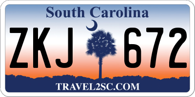 SC license plate ZKJ672