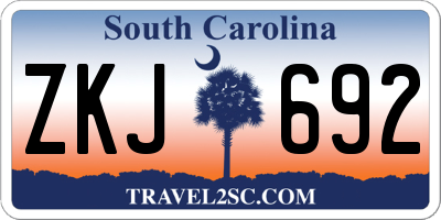 SC license plate ZKJ692