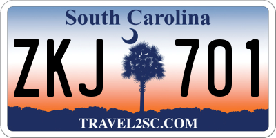SC license plate ZKJ701