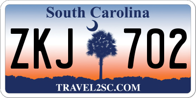 SC license plate ZKJ702