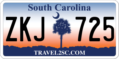 SC license plate ZKJ725