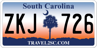 SC license plate ZKJ726