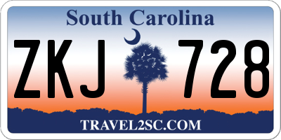 SC license plate ZKJ728