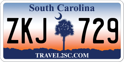 SC license plate ZKJ729