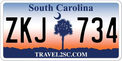 SC license plate ZKJ734