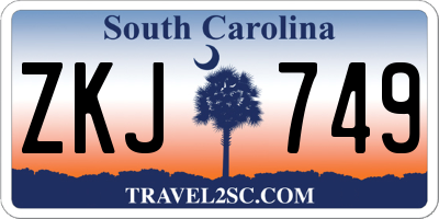 SC license plate ZKJ749
