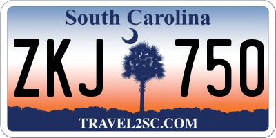 SC license plate ZKJ750
