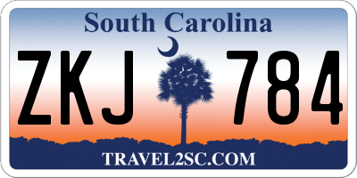 SC license plate ZKJ784