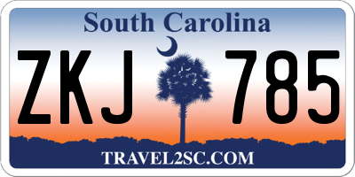 SC license plate ZKJ785