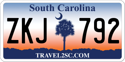 SC license plate ZKJ792