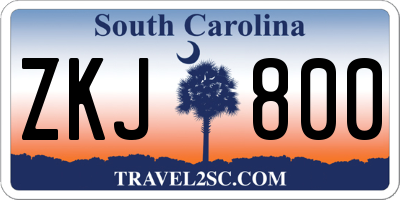 SC license plate ZKJ800