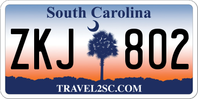 SC license plate ZKJ802