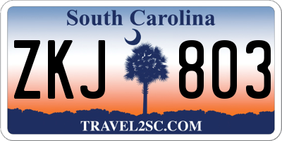 SC license plate ZKJ803