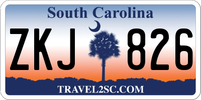 SC license plate ZKJ826
