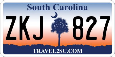 SC license plate ZKJ827