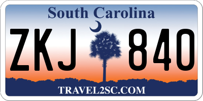 SC license plate ZKJ840