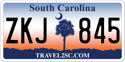 SC license plate ZKJ845