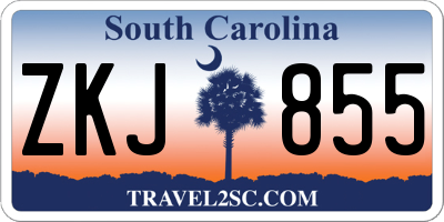 SC license plate ZKJ855
