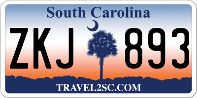 SC license plate ZKJ893