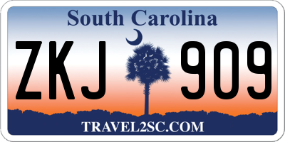 SC license plate ZKJ909