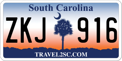 SC license plate ZKJ916