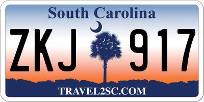 SC license plate ZKJ917