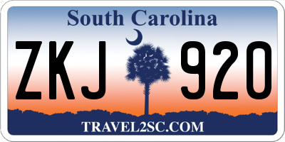 SC license plate ZKJ920