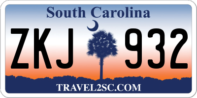 SC license plate ZKJ932
