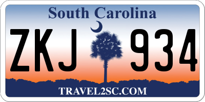 SC license plate ZKJ934