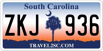 SC license plate ZKJ936