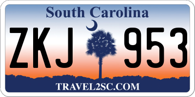 SC license plate ZKJ953