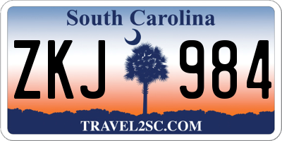 SC license plate ZKJ984