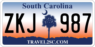 SC license plate ZKJ987