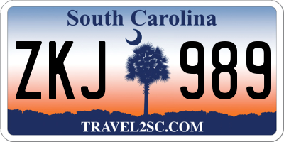 SC license plate ZKJ989