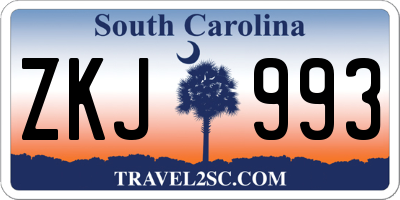 SC license plate ZKJ993