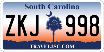 SC license plate ZKJ998