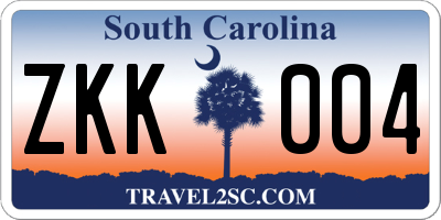 SC license plate ZKK004