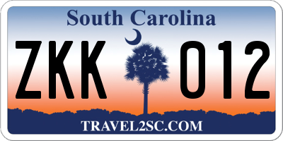 SC license plate ZKK012